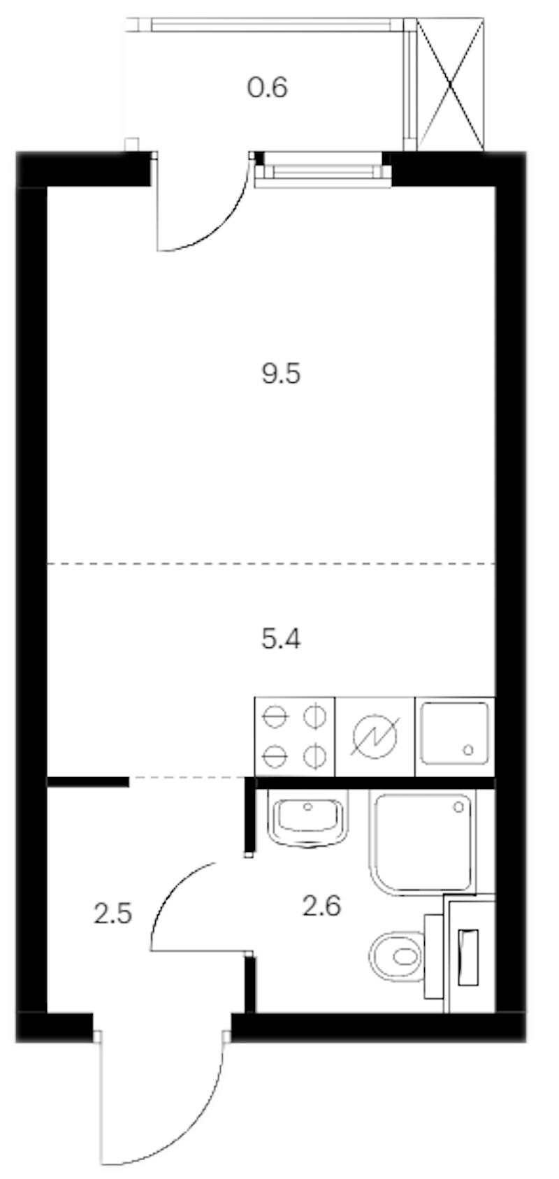 Квартира студия 20.6 м², 7/14 эт., ЖК «Витебский парк»